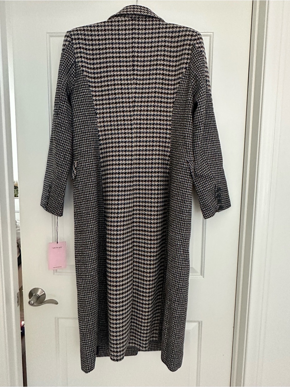 NWT AVEC LES FILLES MIXED HOUNDSTOOTH LONG COAT SZ L - Picture 5 of 7